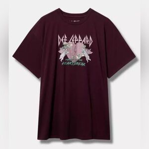 Torrid Def Leppard Oversized Cotton Crewneck Embellished Graphic Band Tee